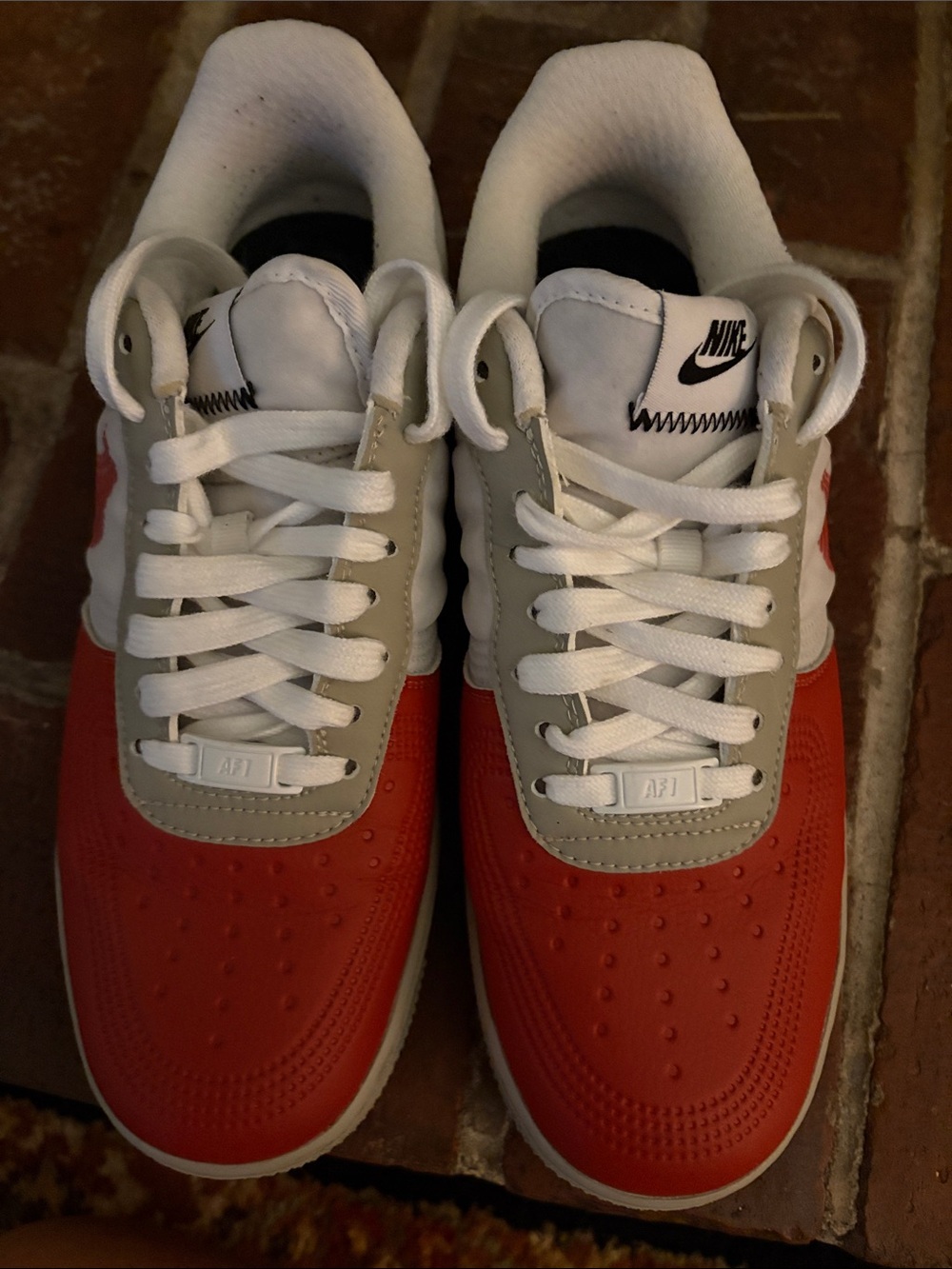 Nike Men’s Air Force 1 Low — Red, White & Gray - Picture 1 of 9